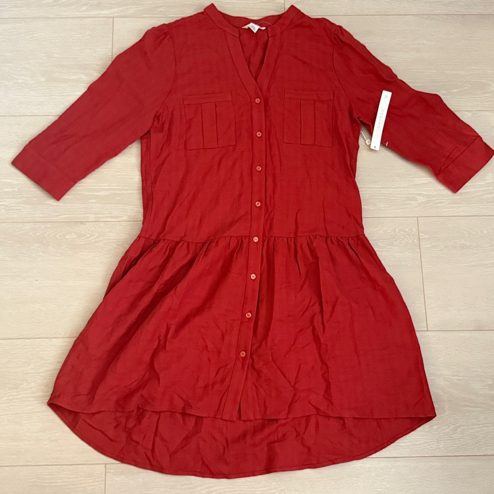 Caslon Women's High Low Red Orange Dress - Picture 4 of 10